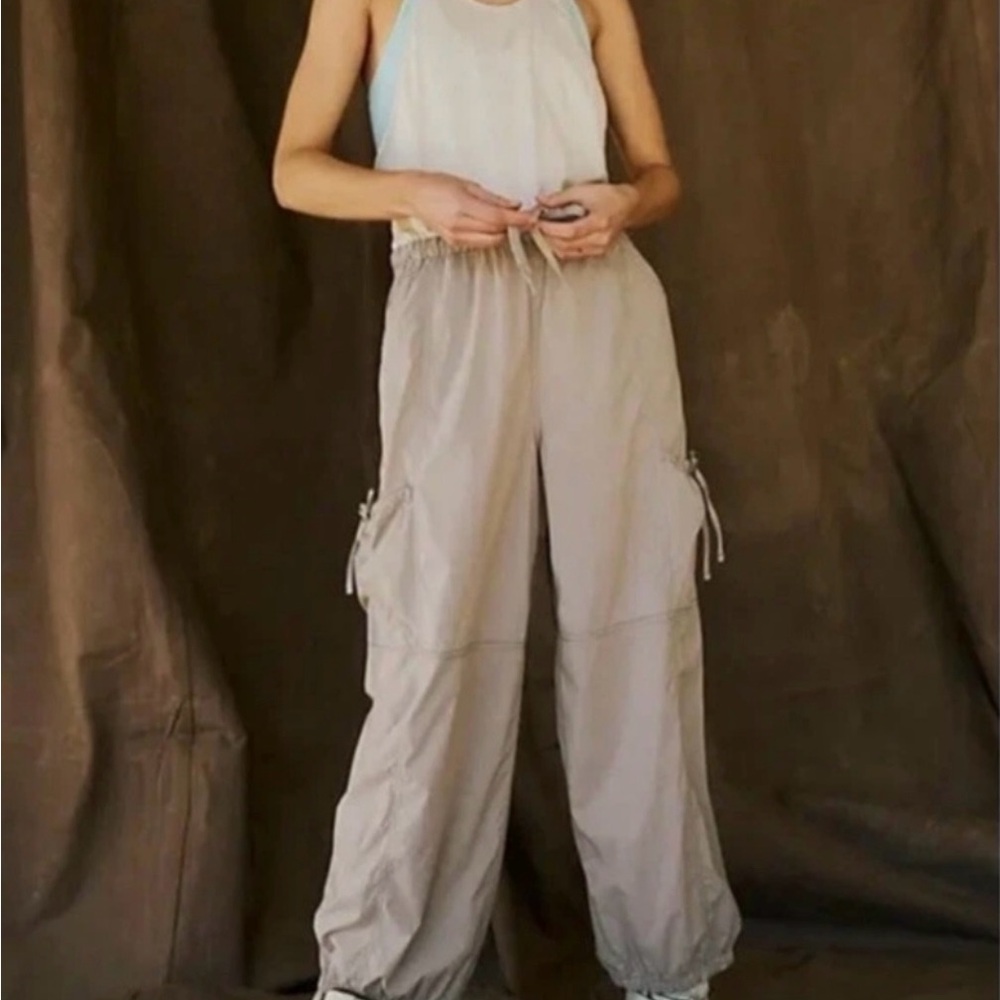 Free People X FP Movement Backpacker Jumpsuit in Muted Beige NWT